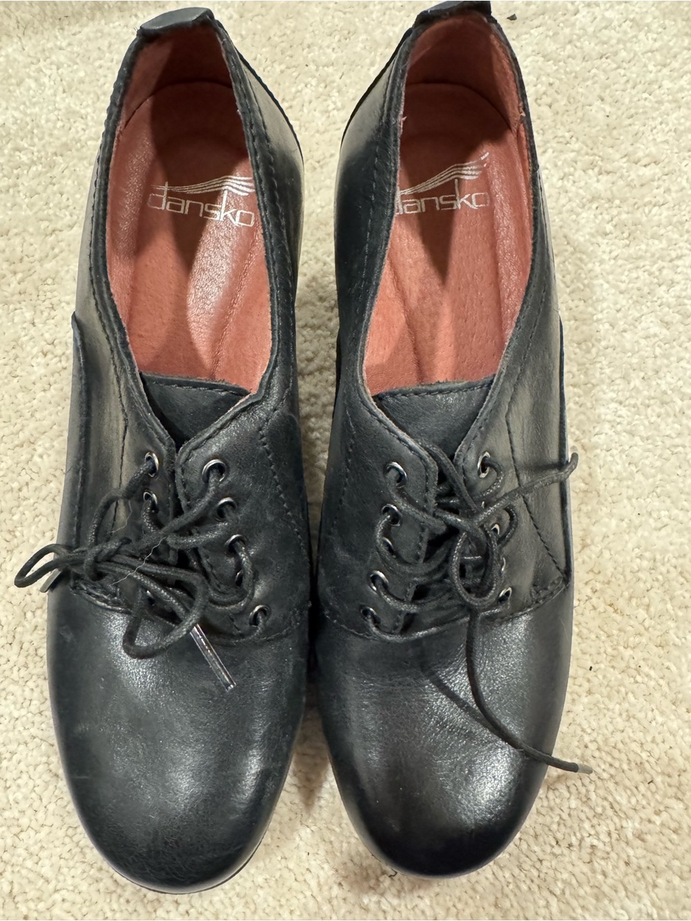 Dansko Black Leather Lace-Up Women's Oxfords NWOT